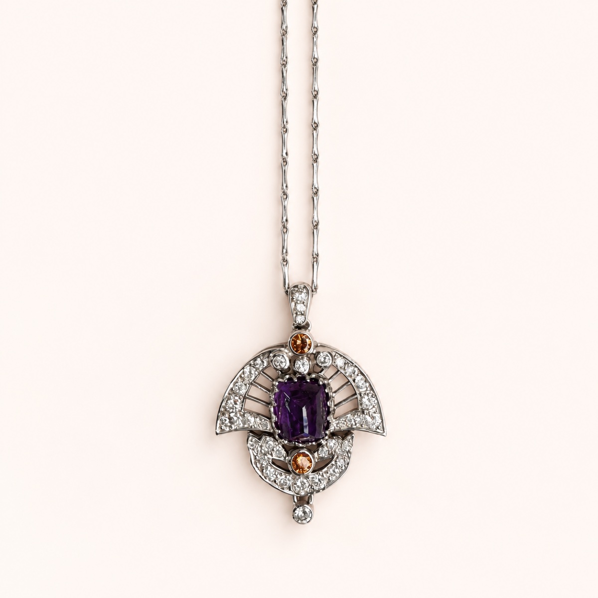 Collier Ancien Art Déco Isis Améthyste et Diamants-photo-2