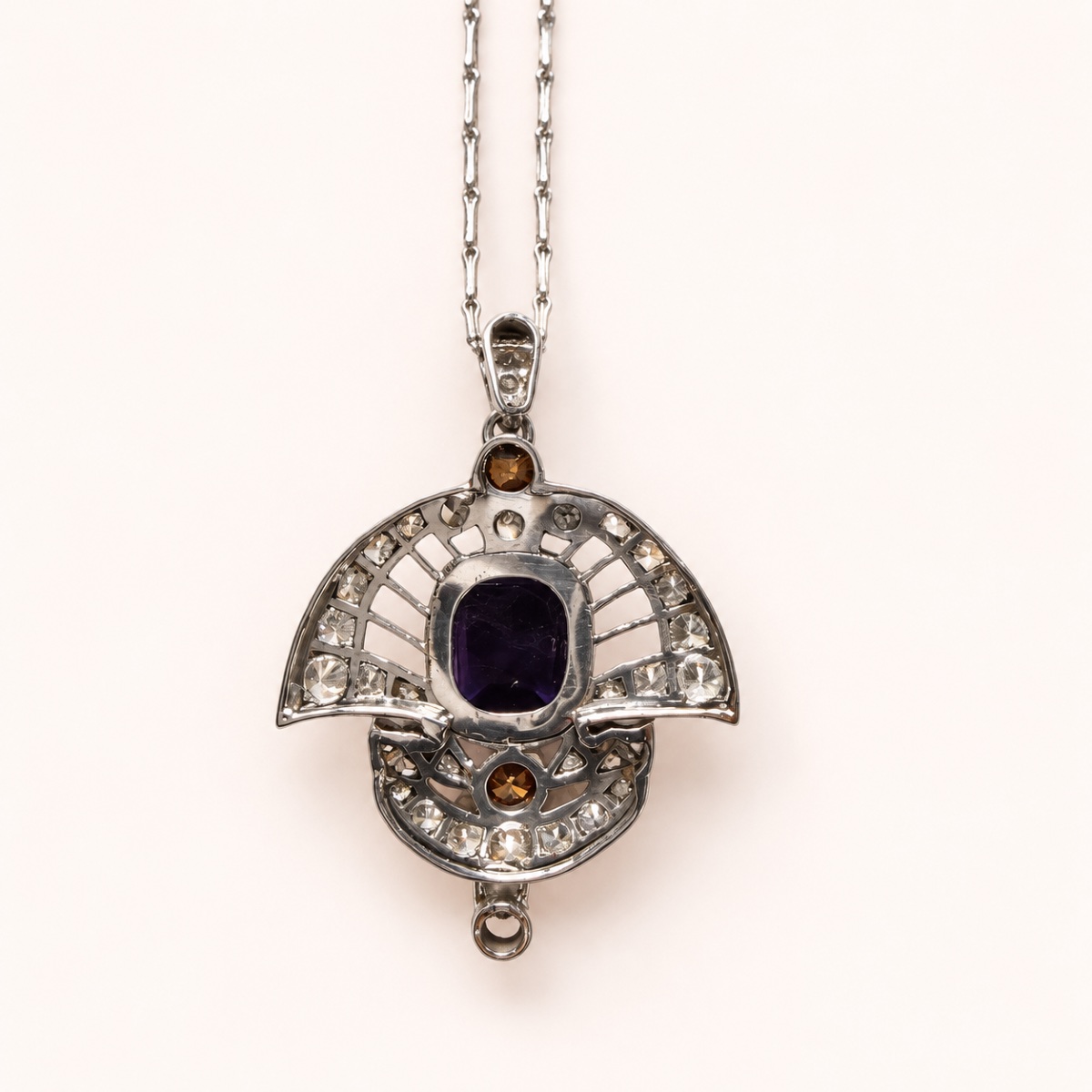 Collier Ancien Art Déco Isis Améthyste et Diamants-photo-3