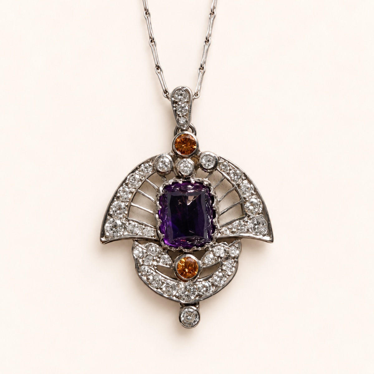 Collier Ancien Art Déco Isis Améthyste et Diamants