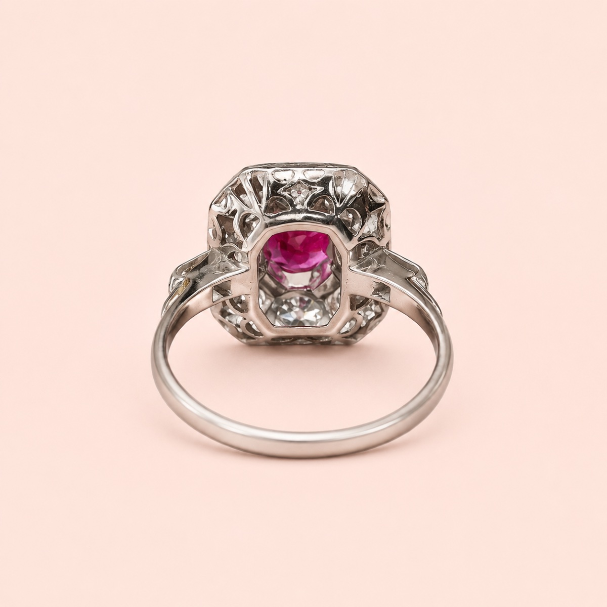 Bague Art Déco Rubis 0,80 carat Diamants 1 carat-photo-3