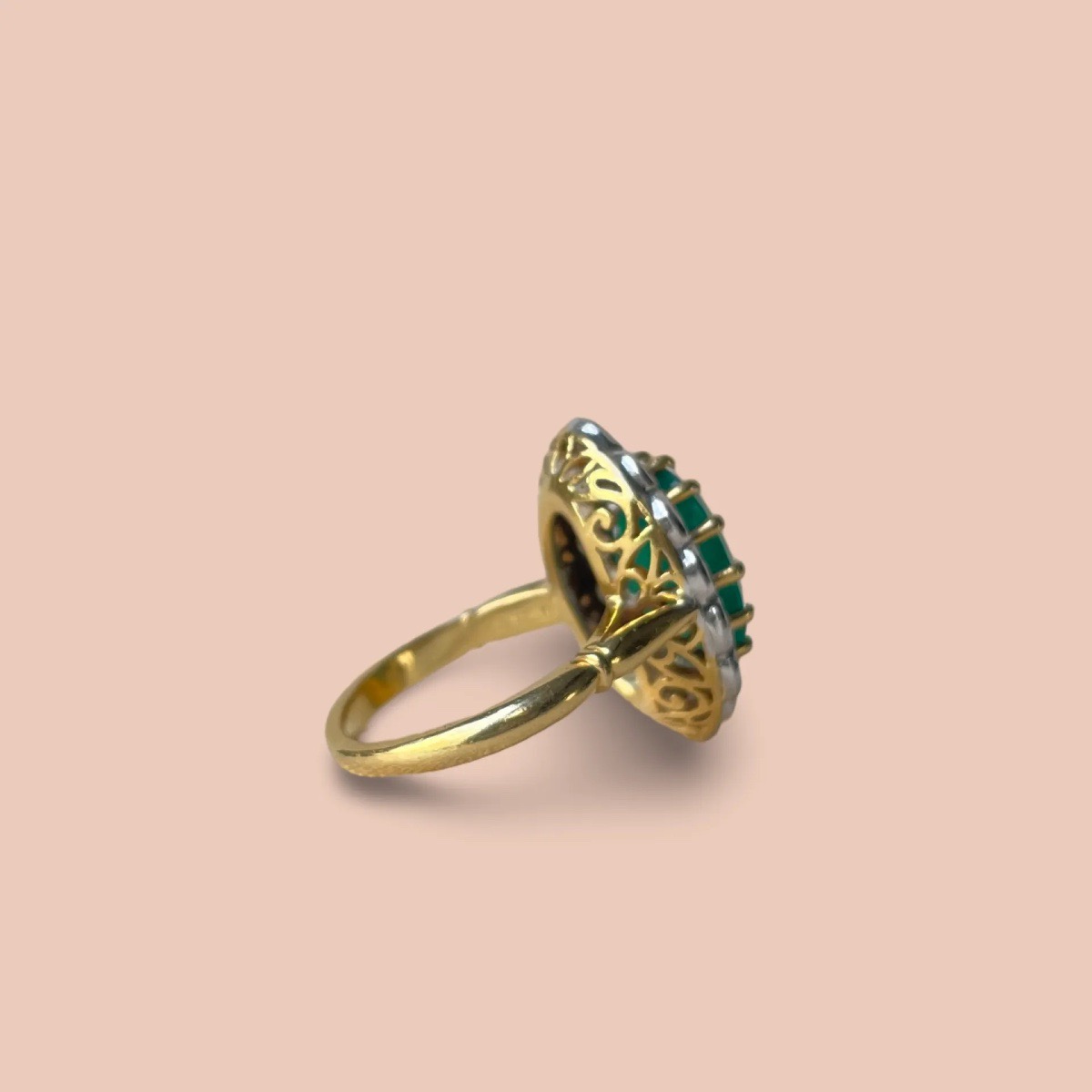 Bague Vintage Daisy Emeraude 3.50 carats-photo-2