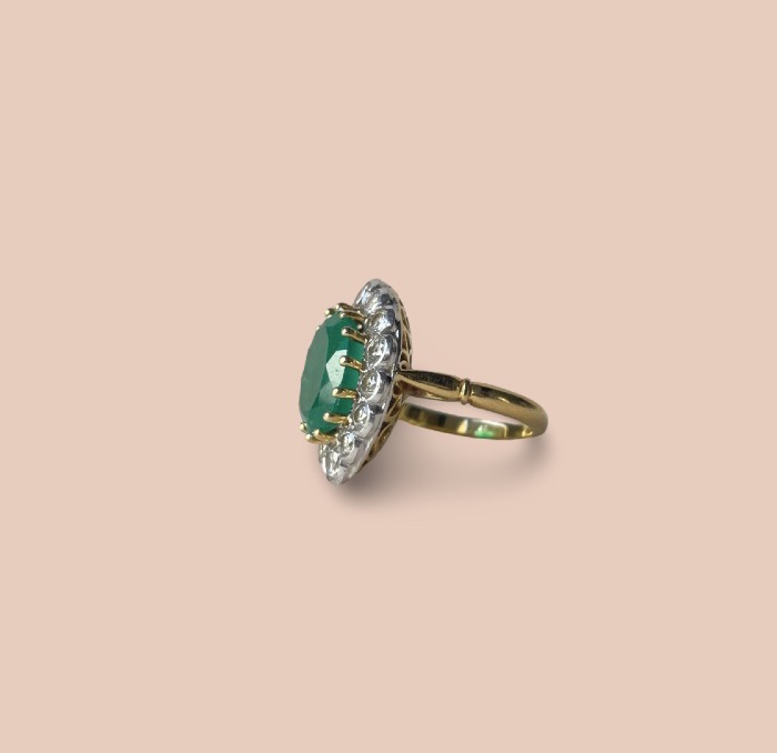 Bague Vintage Daisy Emeraude 3.50 carats-photo-3