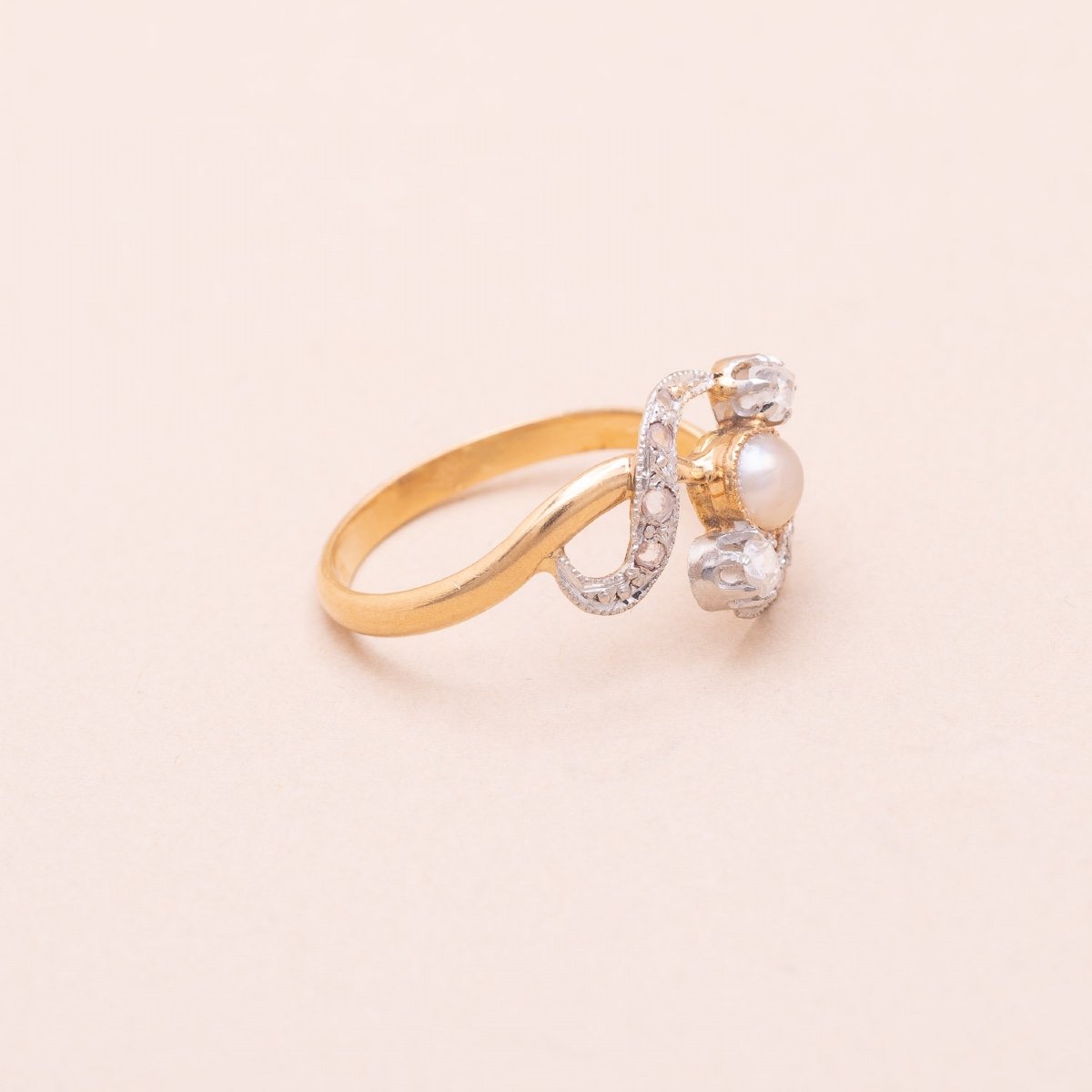 Swirl Ring Diamonds Pearls-photo-3