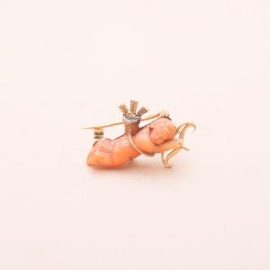 Antique Coral Cupid Brooch