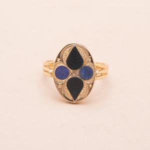 Bague Lapyx Or Vintage Jaspe Lapis-lazuli