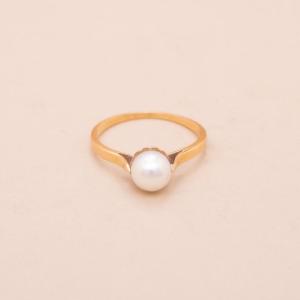 Vintage Perrine Pearl Gold Ring