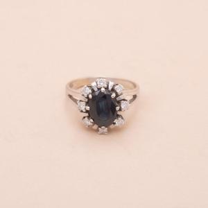 Vintage Pompadour Sapphire Gold Ring