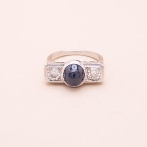 Abstract Platinum Sapphire Diamond Ring