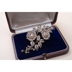 Broche Ancienne 1870 Trembleuse Diamants