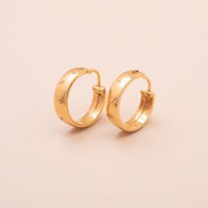 Small Vintage Hoop Earrings With Star Pattern