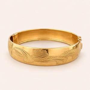 70s Vine And Flower Bangle Bracelet