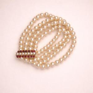 Diane Ruby Pearl Bracelet
