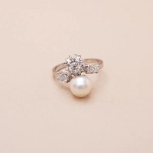 Fine Pearl Platinum Gold Ring