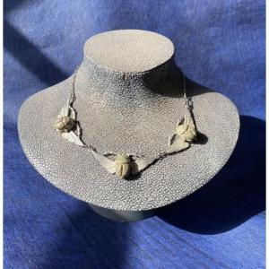 Art Nouveau Silver Beetle Necklace