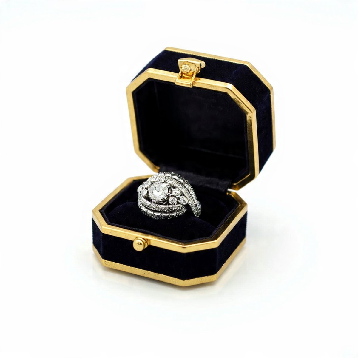 Bague années 40' en or blanc 18kt -photo-1