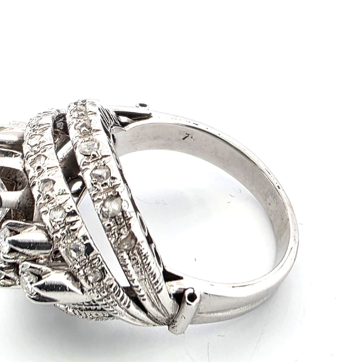 Bague années 40' en or blanc 18kt -photo-2