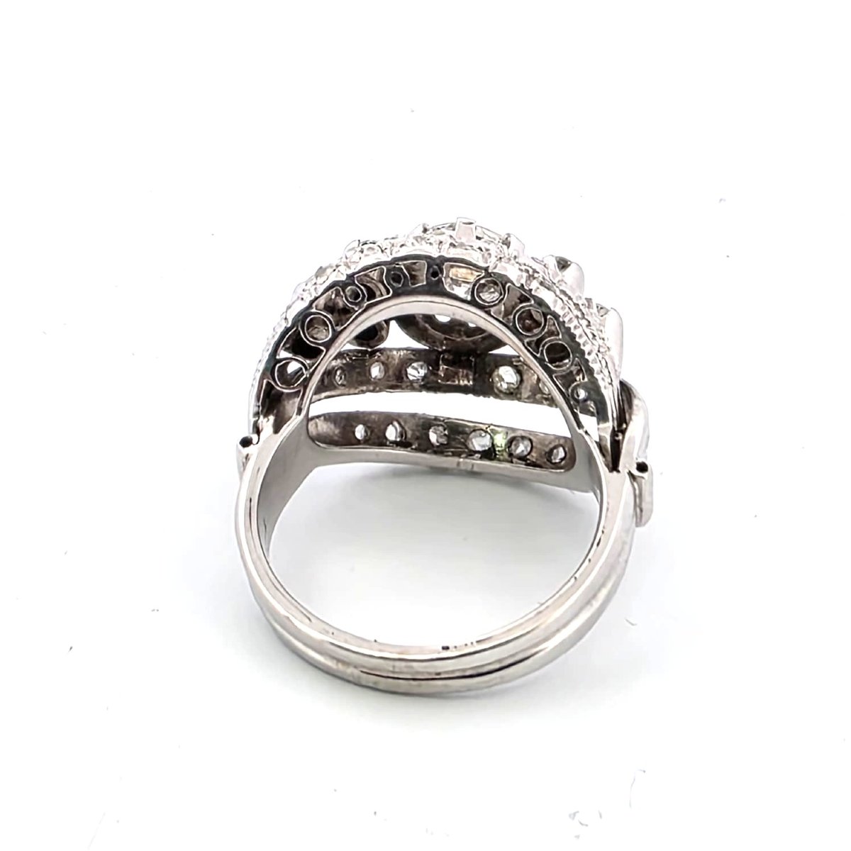 Bague années 40' en or blanc 18kt -photo-3
