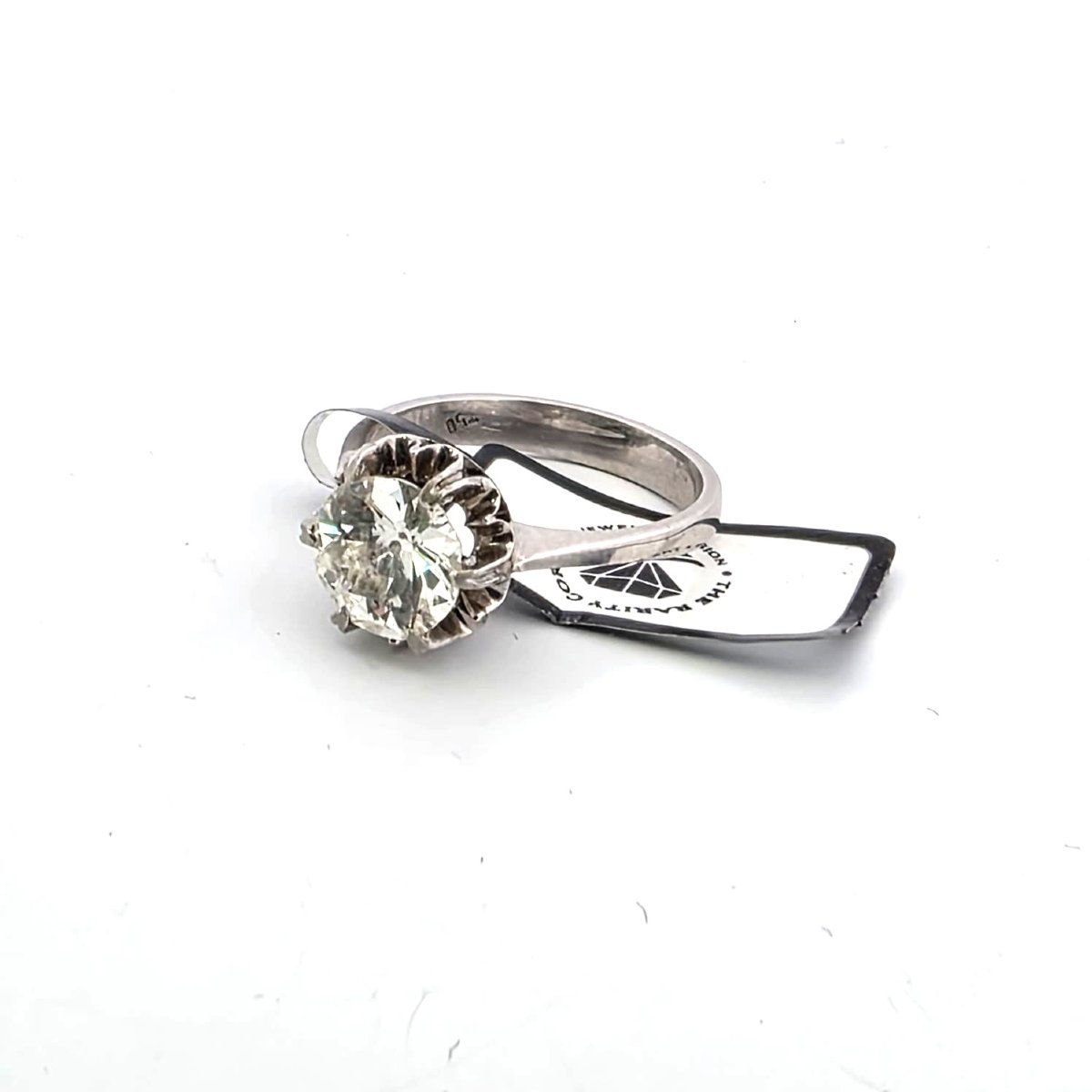 Vintage White Gold Solitaire Ring With Prominent Diamond-photo-4