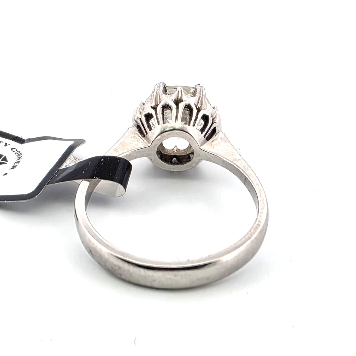 Vintage White Gold Solitaire Ring With Prominent Diamond-photo-3