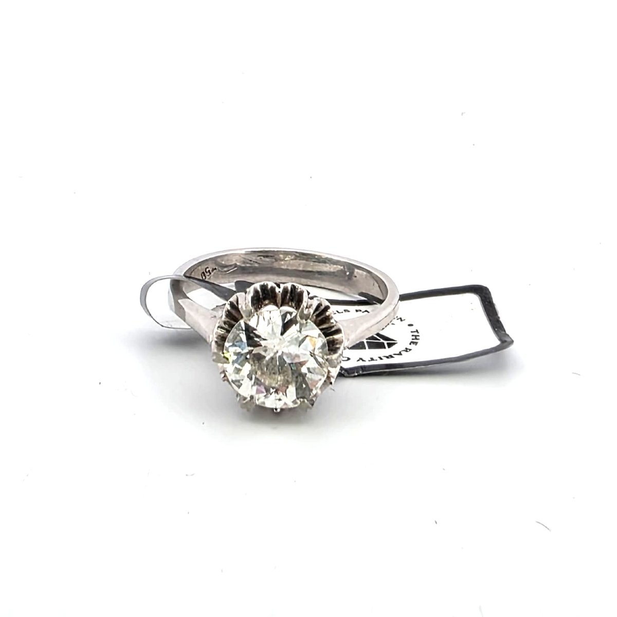 Vintage White Gold Solitaire Ring With Prominent Diamond-photo-4