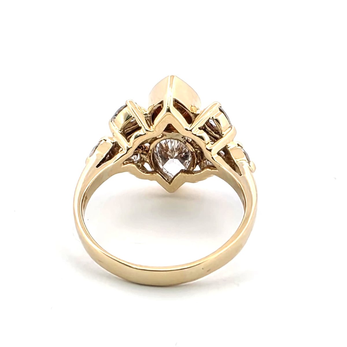 Bague en or jaune 18kt de haute qualité avec diamants coupés goutte à goutte-photo-3