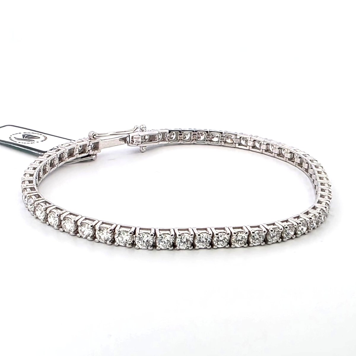 Bracelet de tennis en or blanc 18kt avec diamants de haute qualité-photo-2