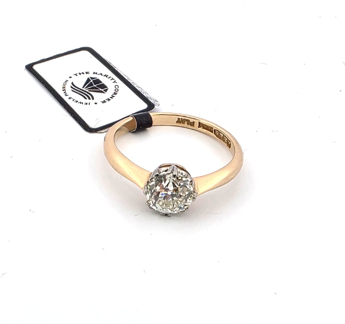 18kt Yellow Gold And Platinum Ring With Old Mine Diamond Solitaire Model-photo-2