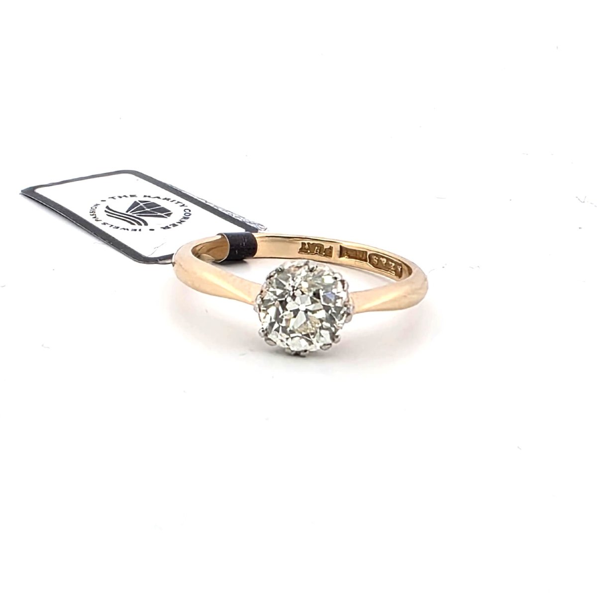18kt Yellow Gold And Platinum Ring With Old Mine Diamond Solitaire Model-photo-4