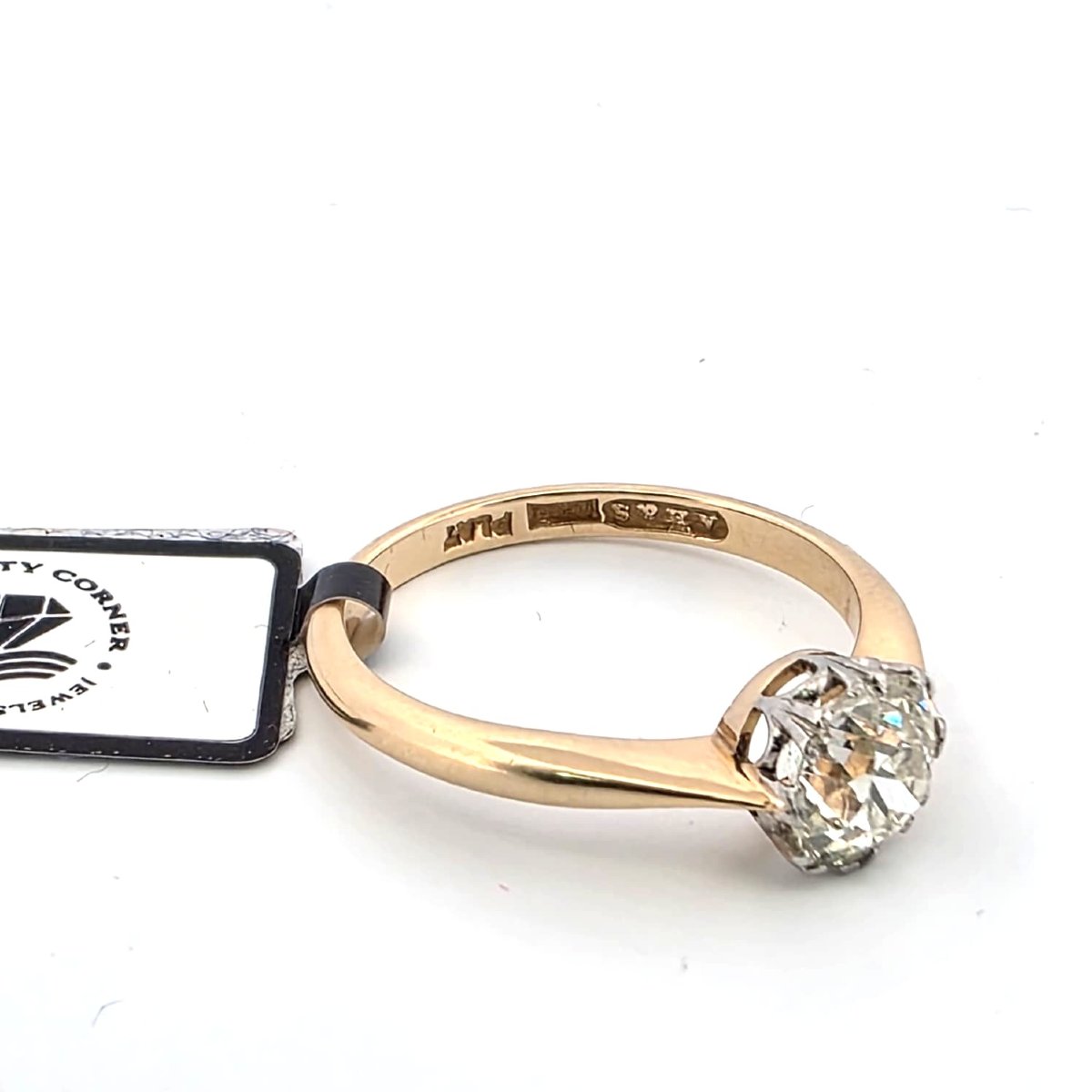 18kt Yellow Gold And Platinum Ring With Old Mine Diamond Solitaire Model-photo-2