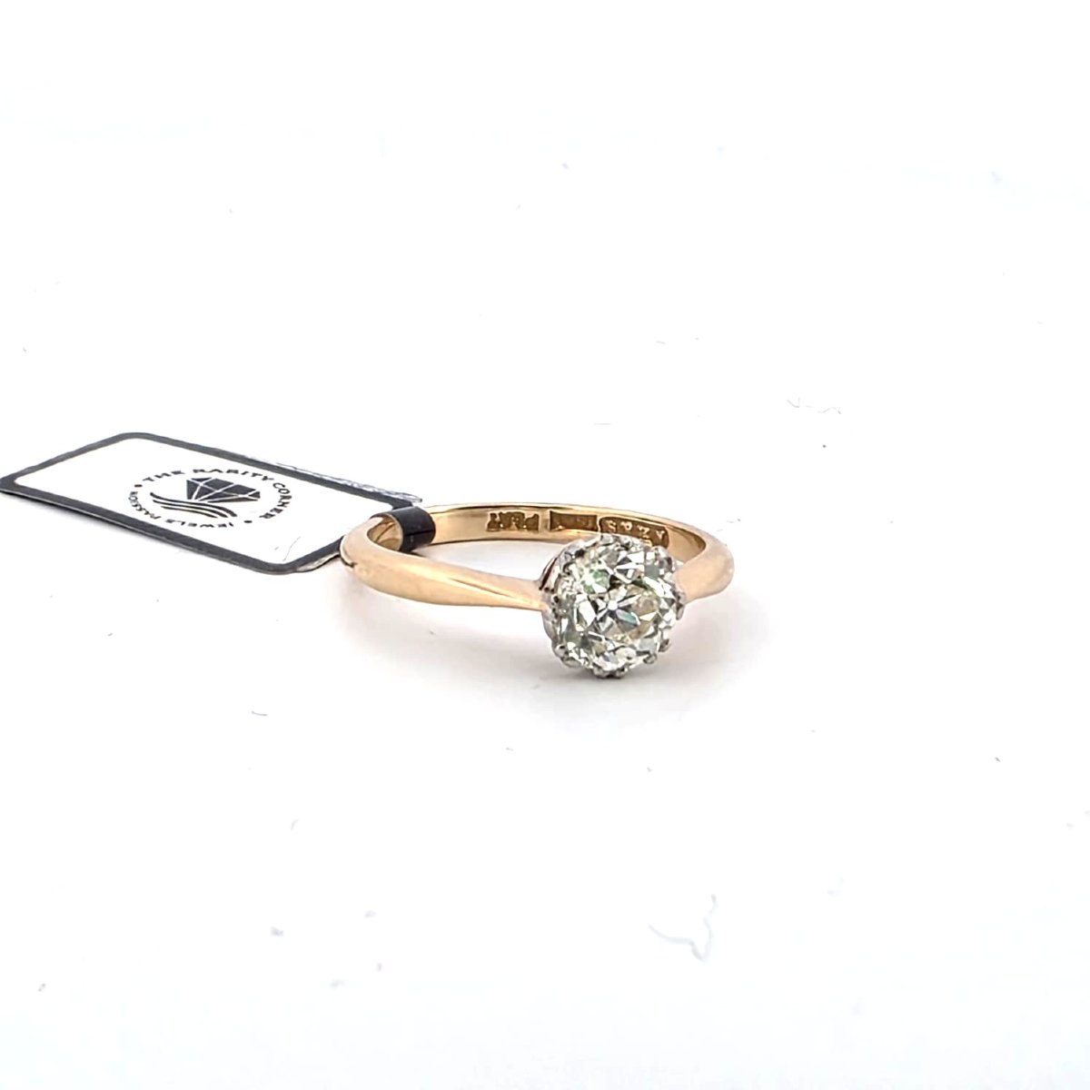 18kt Yellow Gold And Platinum Ring With Old Mine Diamond Solitaire Model-photo-3
