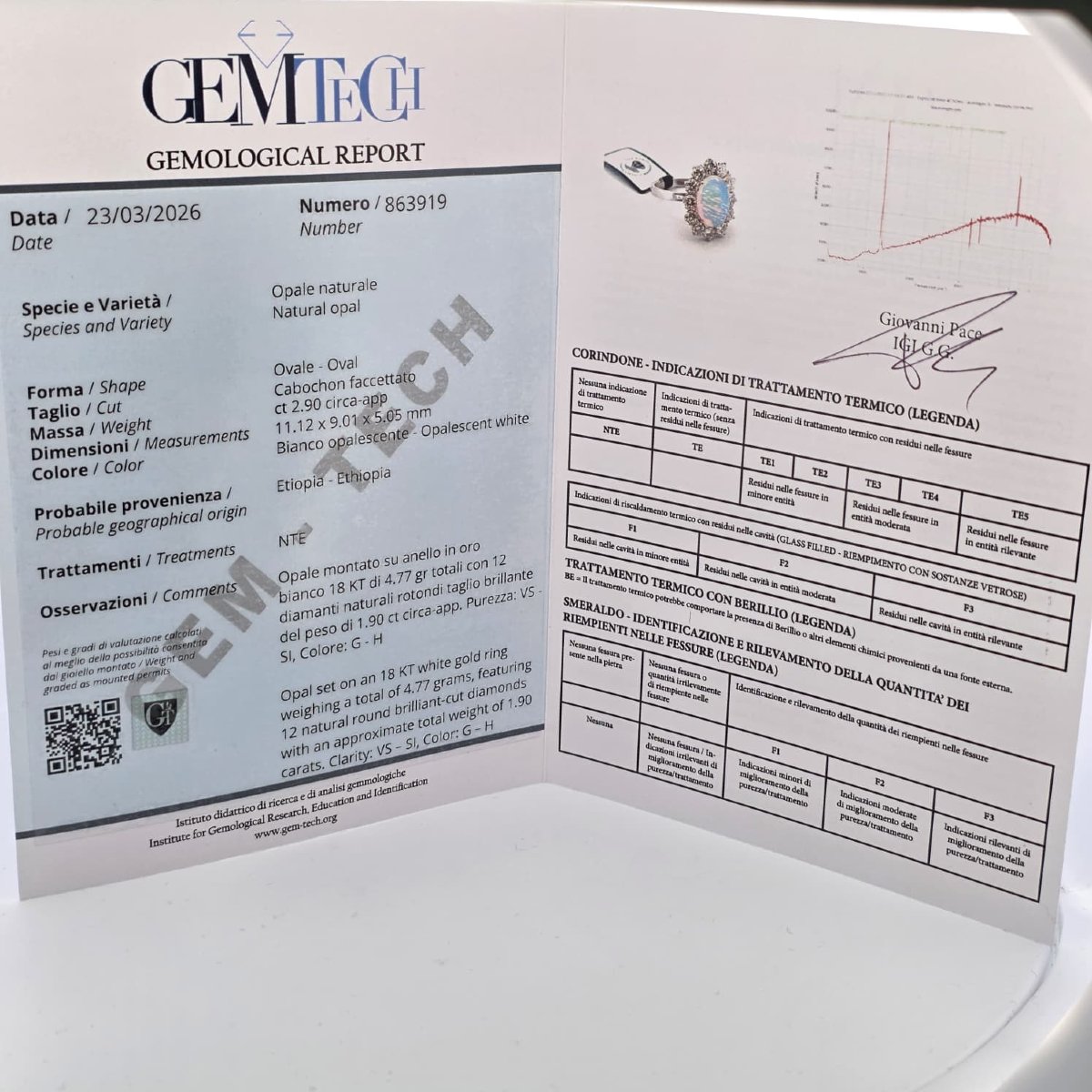 Bague en or blanc avec grande opale et diamants à contour-photo-7