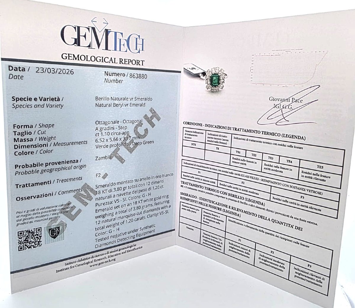 Gorgeous 18kt White Gold Ring With Zambia Emerald And Surrounding Diamonds-photo-1