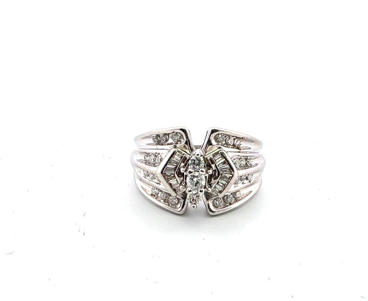 White Gold Ring With Diamonds-photo-4