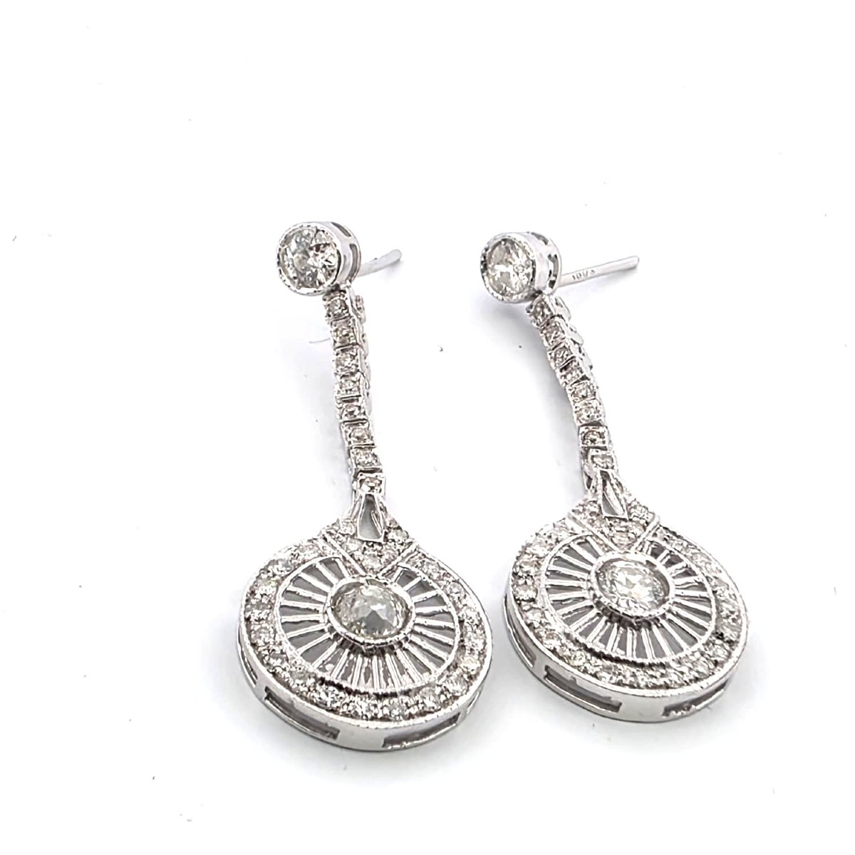 18kt White Gold 180' Workmanship Earrings With Diamonds-photo-2