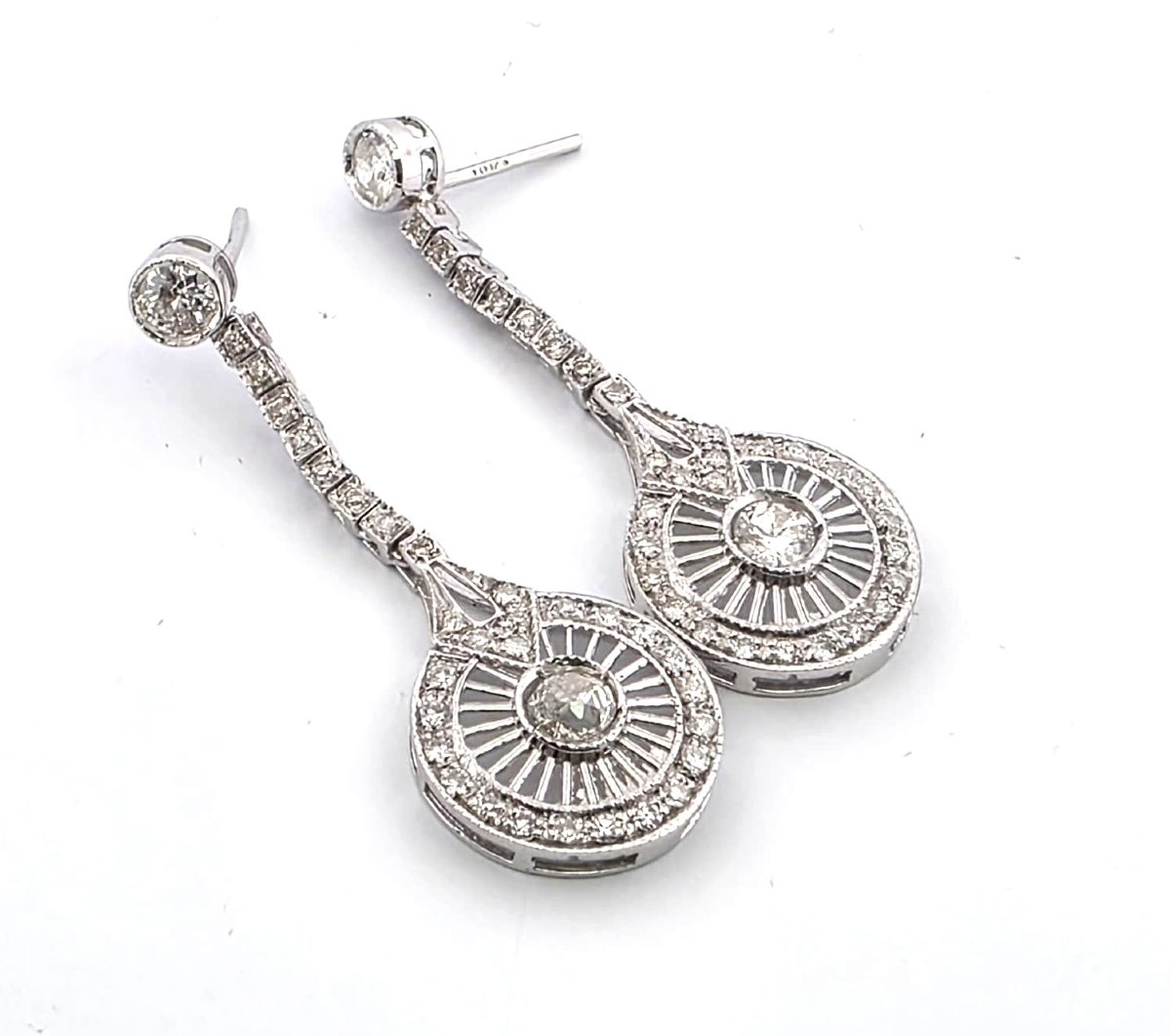 18kt White Gold 180' Workmanship Earrings With Diamonds-photo-3