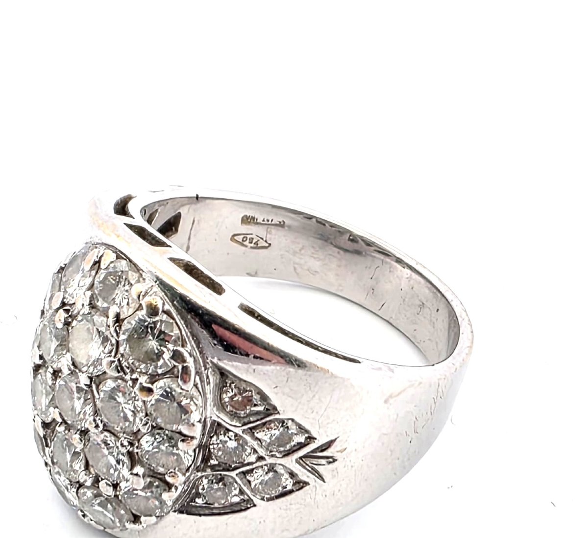 18kt White Gold 70' Ring With Diamond Peacock-photo-1