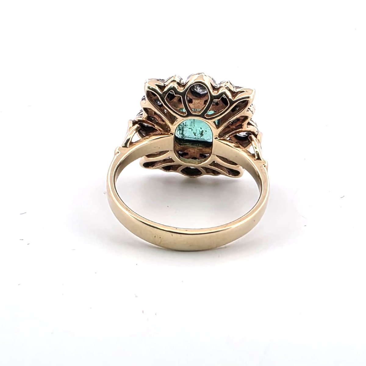 Victorian 12kt Gold And Silver XIX Ring With Emerald And Diamonds-photo-2