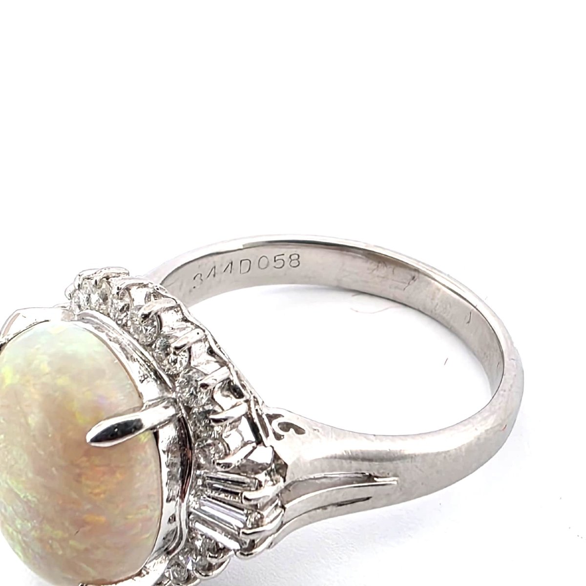 Platinum Ring With Opal Ethiopia And Diamonds-photo-3