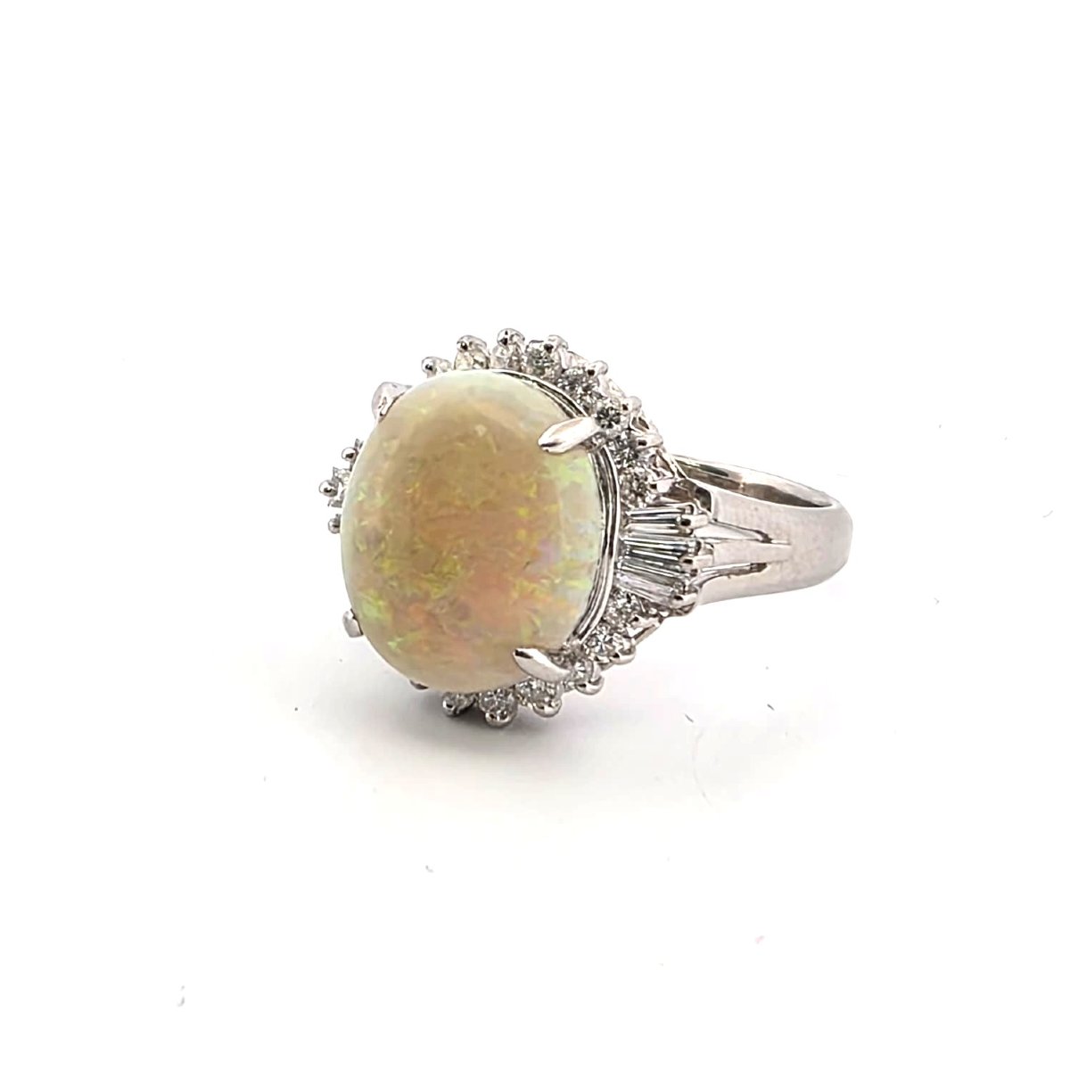 Platinum Ring With Opal Ethiopia And Diamonds-photo-4