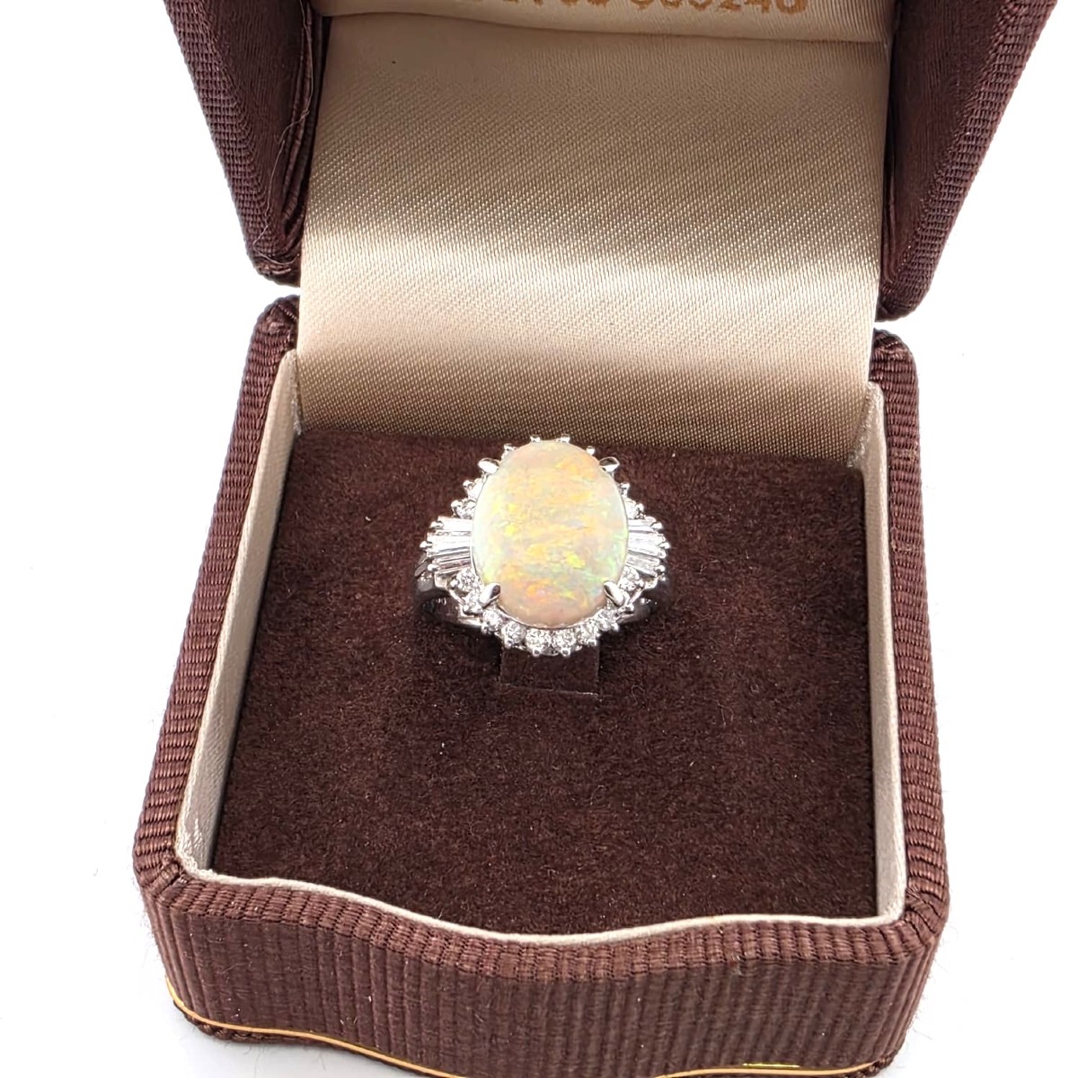 Platinum Ring With Opal Ethiopia And Diamonds