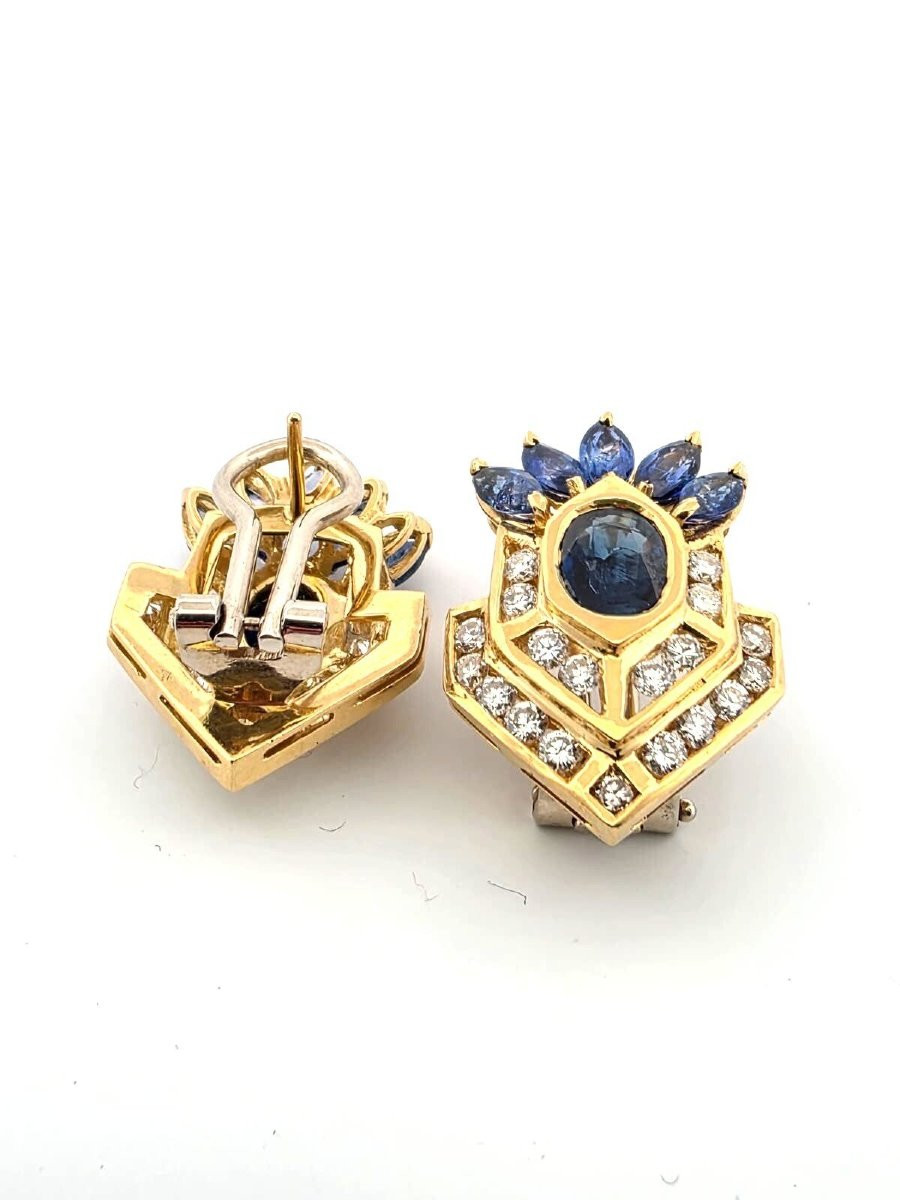 18kt Yellow Gold Earrings With Sapphires And Diamonds-photo-1