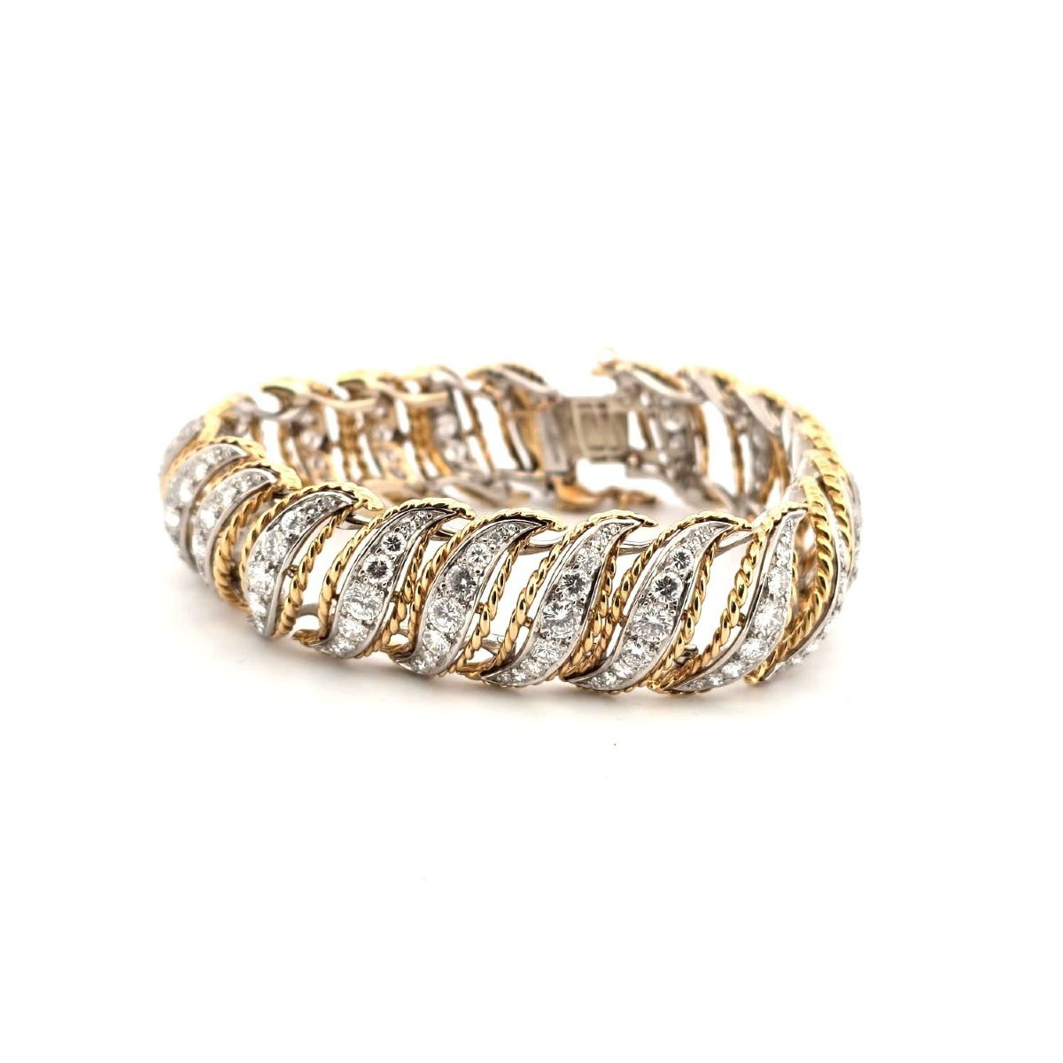 40' - 50' Platinum And Gold Diamond Bracelet-photo-6