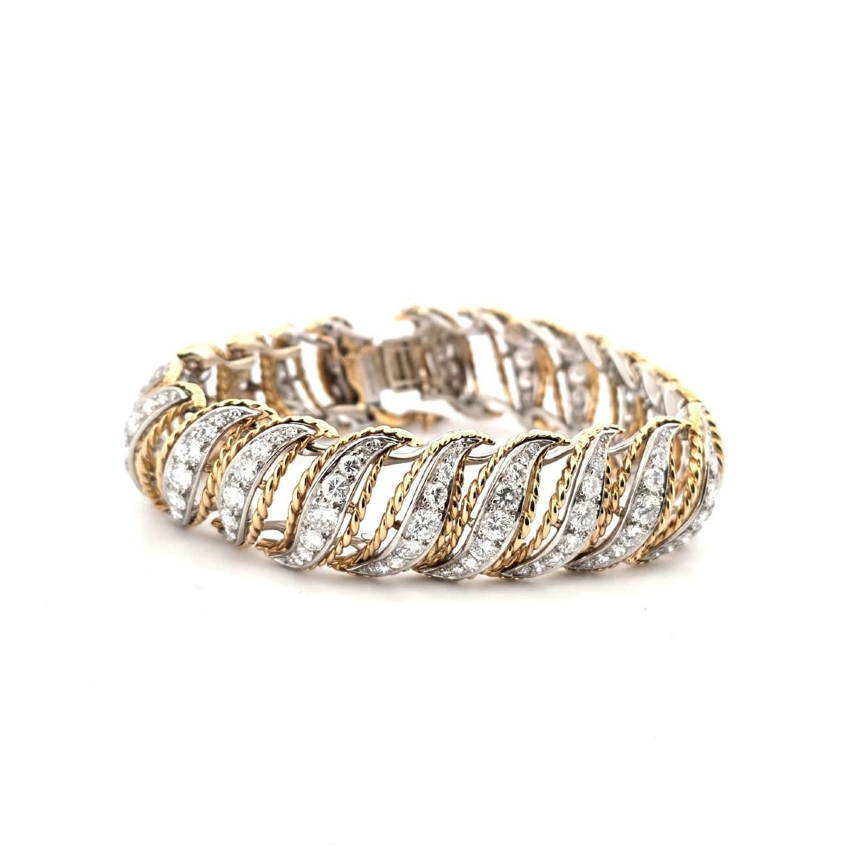 40' - 50' Platinum And Gold Diamond Bracelet-photo-8