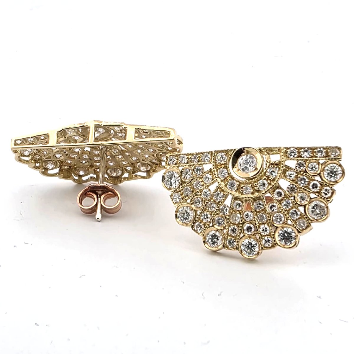 18kt Yellow Gold 40' Earrings With Diamonds-photo-3