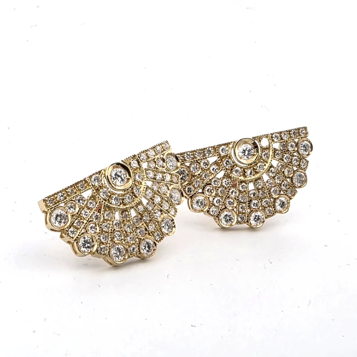 18kt Yellow Gold 40' Earrings With Diamonds-photo-4