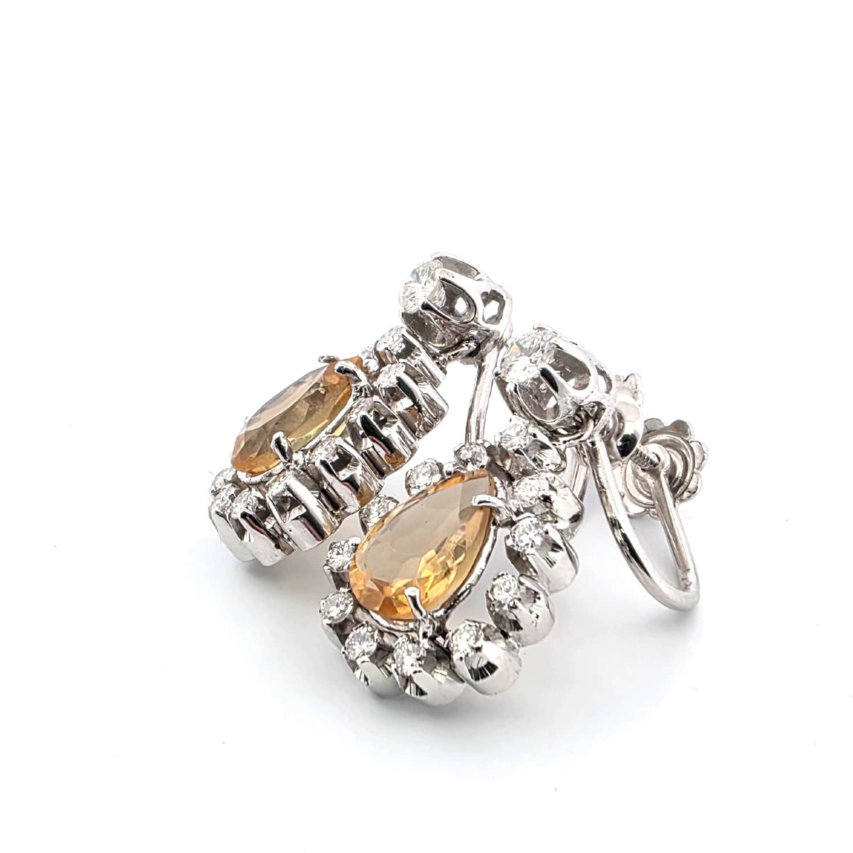 18kt White Gold 40/50' Earrings With Drop Citrus And Diamonds-photo-2