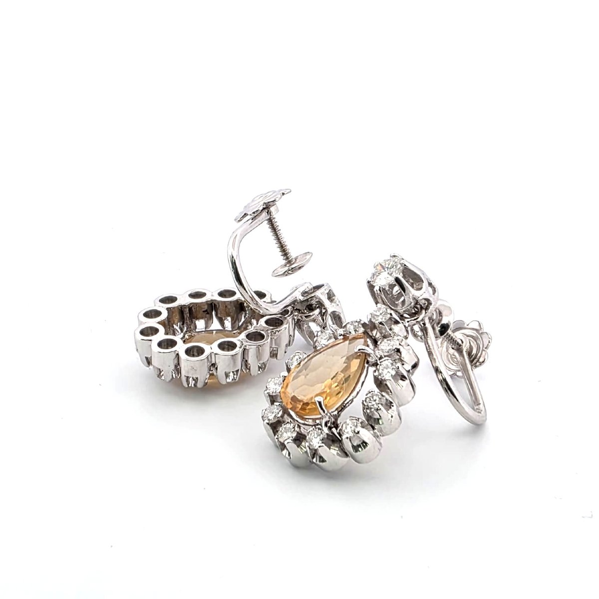 18kt White Gold 40/50' Earrings With Drop Citrus And Diamonds-photo-2