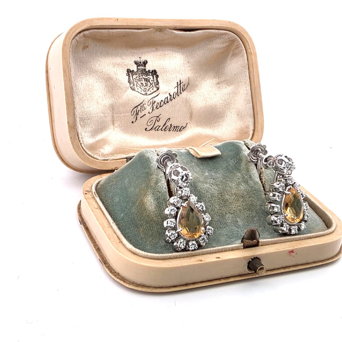 18kt White Gold 40/50' Earrings With Drop Citrus And Diamonds-photo-3