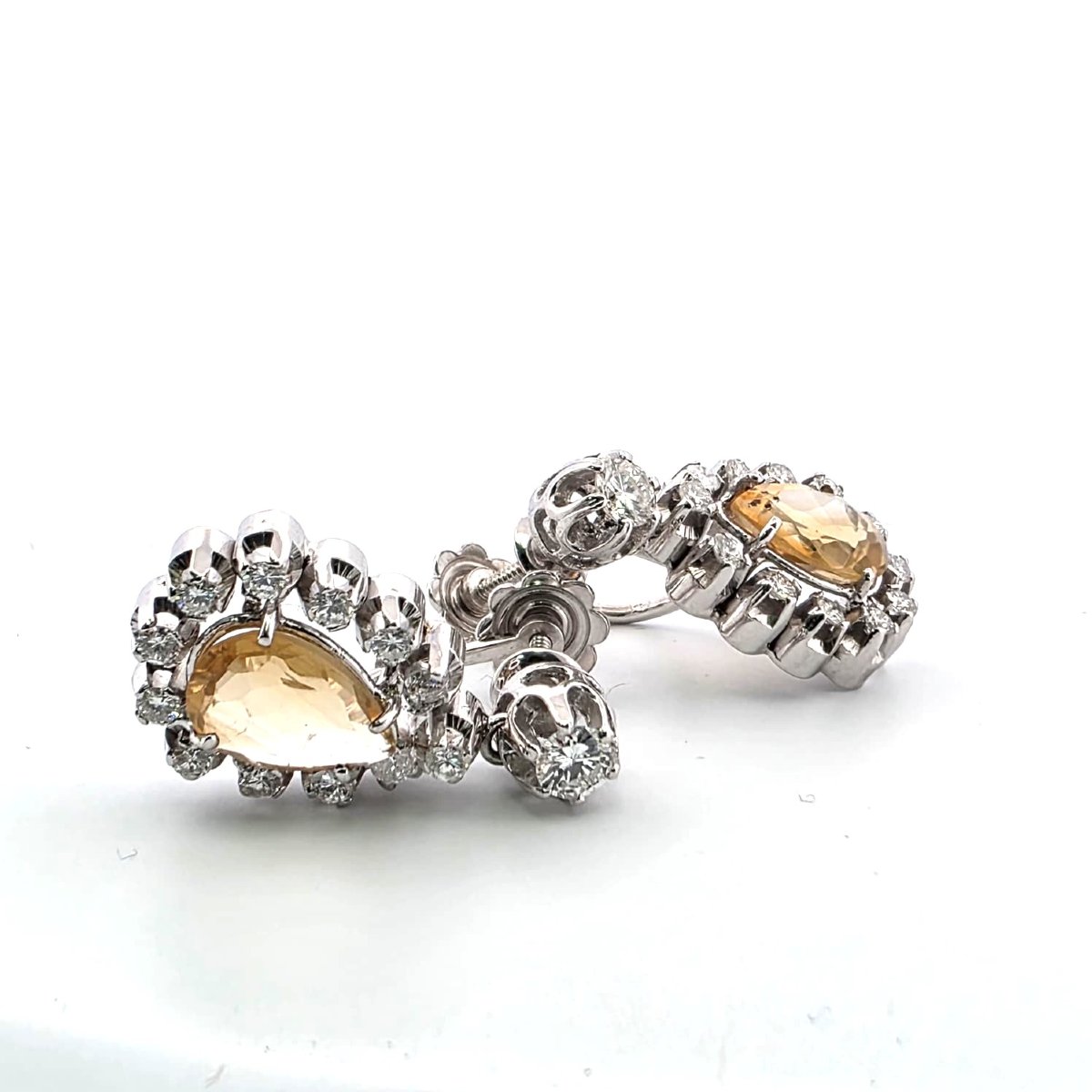 18kt White Gold 40/50' Earrings With Drop Citrus And Diamonds-photo-4