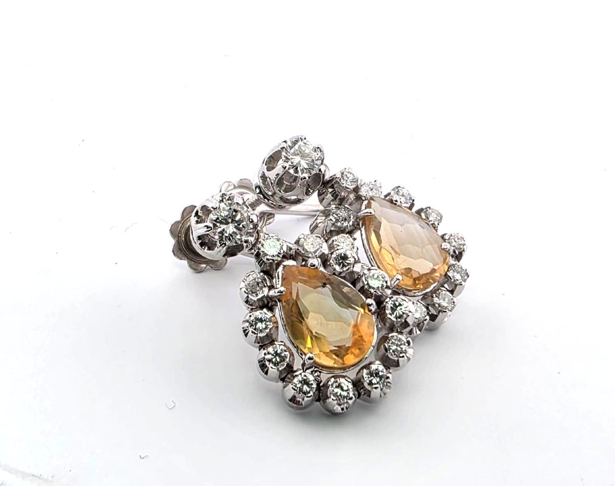 18kt White Gold 40/50' Earrings With Drop Citrus And Diamonds-photo-6